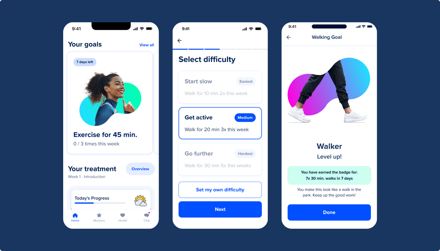 Sidekick app goal screens