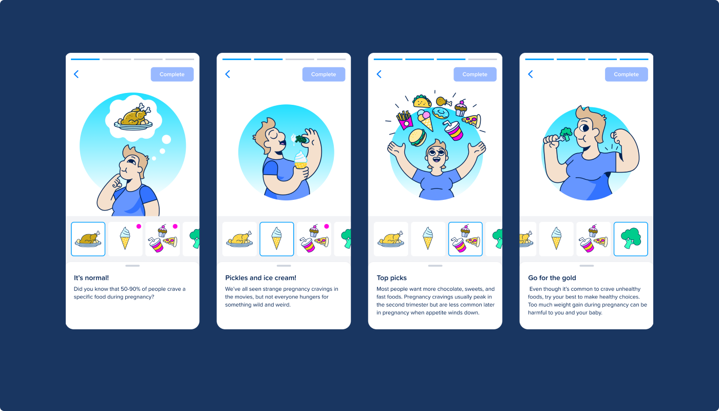 Sidekick app content screens